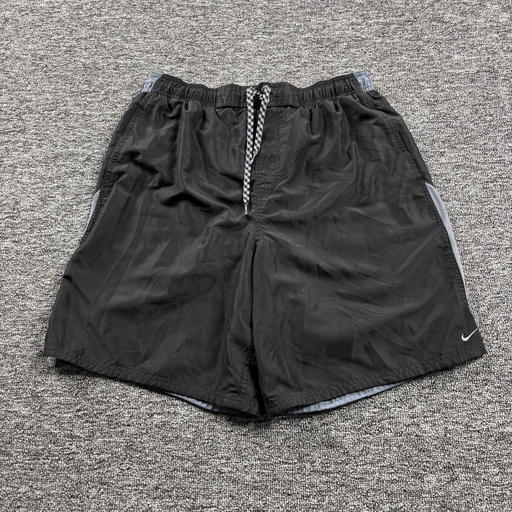 Y2K 2000s Nike Athletic 7 Inch Mesh Lined Shorts Black/Grey Size Large